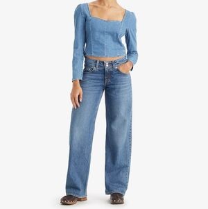 Levi's Superlow Relaxed Jeans Women's Size 26 Low Rise Blue Boho